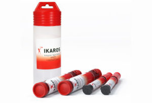 Product image of the sea call kit, containing two red parachute rockets and two red hand flares.