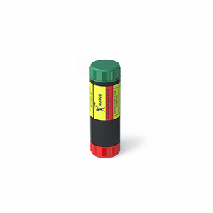 A product image of the day and night signal, a handheld flare that gives red light in one end and orange smoke in the other.
