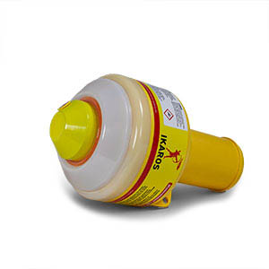 A product image of The Man overboard (MOB) compact light and smoke signal. One of IKAROS distress signals, that emits both light and smoke.