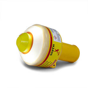 A product image of The Man overboard (MOB) compact light and smoke signal. One of IKAROS distress signals, that emits both light and smoke.